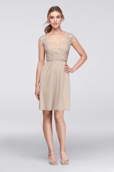 Mesh Dress with Metallic Lace and Keyhole Back F19442M