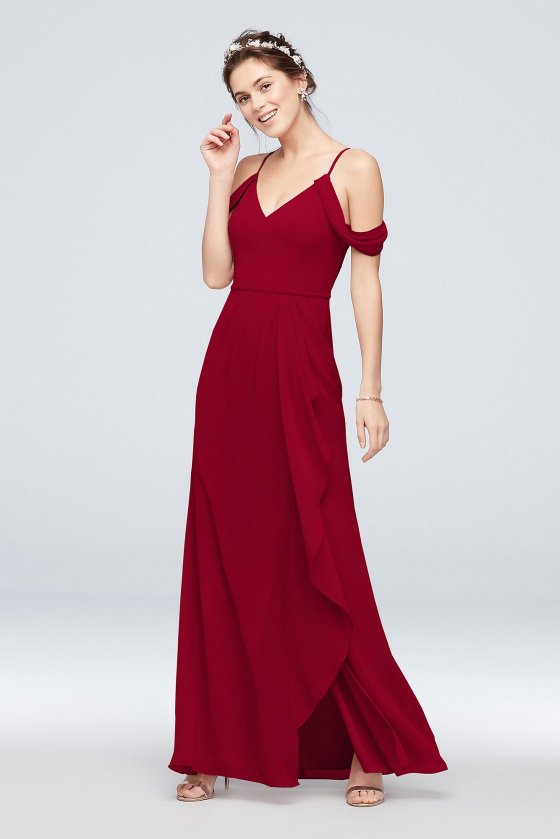 Off-the-Shoulder Bridesmaid Dress with Cascade F20010 [F20010]