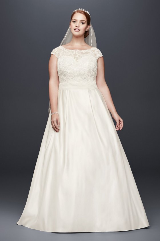 Appliqued Cap Sleeve Plus Size Wedding Dress Collection 9OP1329