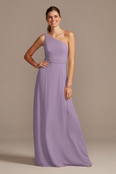 Long Chiffon One Shoulder F20163 Simple Style Bridesmaid Gown