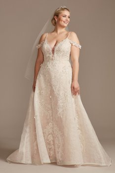 Beaded Applique Plus Size Wedding Dress with Swags 8CWG875