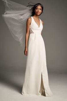 Open-Back Cady Sheath Gown with Illusion Sides VW351470
