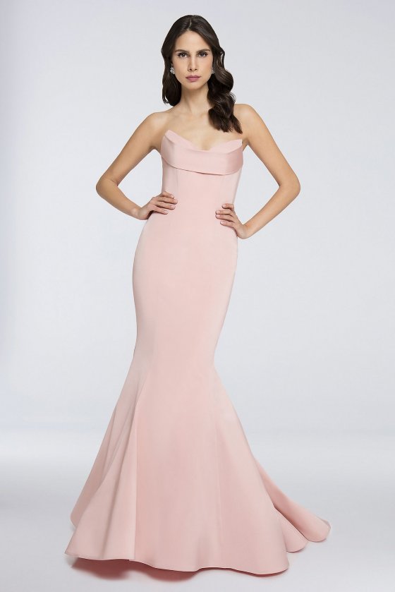 Strapless Mermaid Dress with Covered Buttons 1812P5386