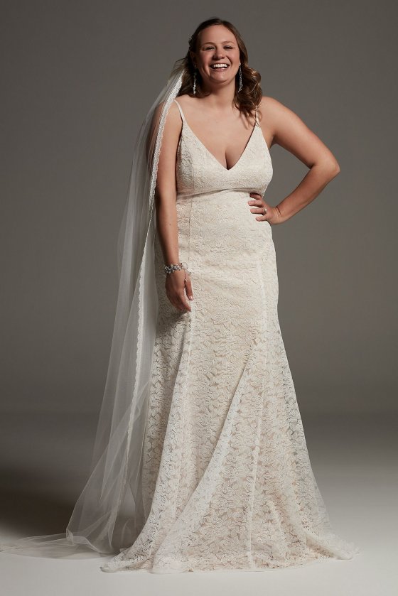Floral Lace Plus Slip Wedding Dress 8VW351643 [8VW351643]