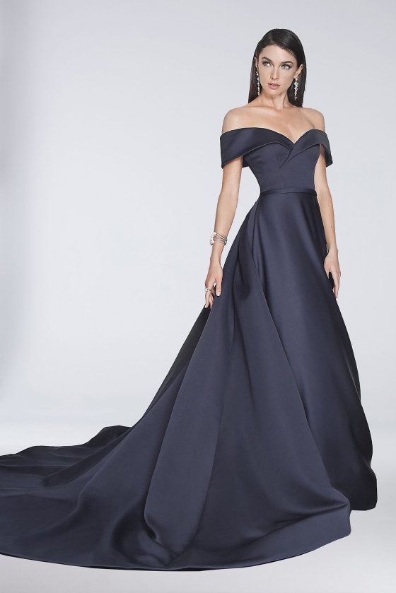 Off-the-Shoulder Satin Ball Gown with Train 1812E6276 [1812E6276]