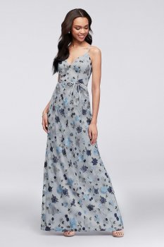 Floral Embroidered Tank Bridesmaid Dress F19797F