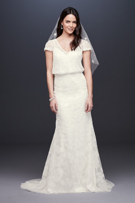 Beaded Blouson Two-Piece Sheath Wedding Dress MS251193 [MS251193]