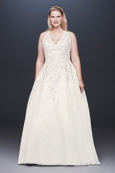 Extra Length Organza Illusion Back Plus Size Wedding Dress 4XL9WG3936