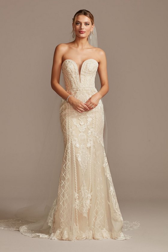 Beaded Scroll and Lace Mermaid Wedding Dress CWG878 [CWG878]
