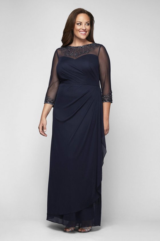 Flattering Long Illsuion Sleeve Mother of the Bride Dress 432833