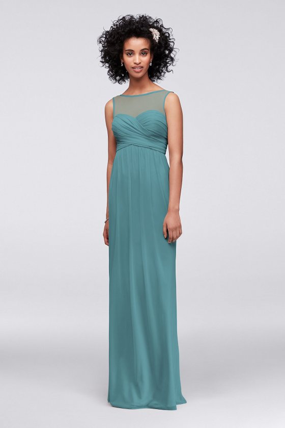 Long Mesh Dress with Illusion Sweetheart Neckline F15927 [F15927]