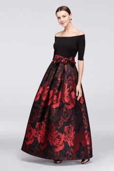 Off-The-Shoulder Crepe and Jacquard JHDM3111 Ball Gown