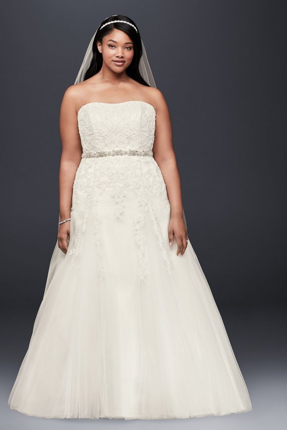 A-Line Beaded Tulle Plus Size Wedding Dress Collection 9V3469 [9V3469]
