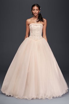 Tulle Wedding Dress with Beaded Satin Bodice Collection T8017