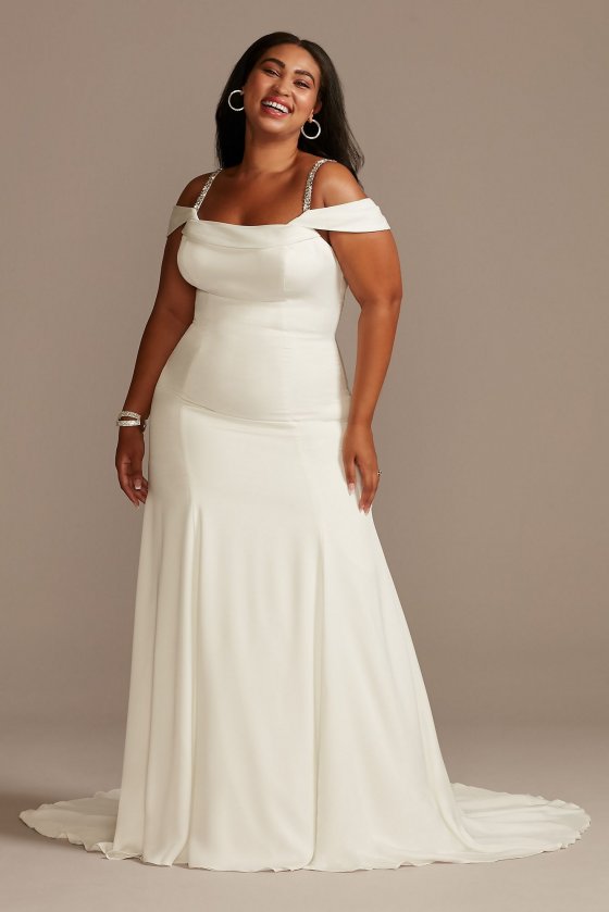 Off Shoulder Cowl Neck Plus Size Wedding Dress DB Studio 9WG4030
