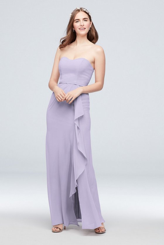 Pleated Strapless Bridesmaid Dress with Cascade F20013 [F20013]