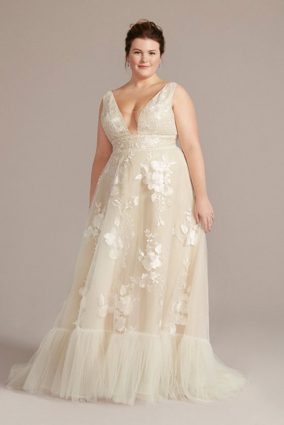 Organza A-Line Plus Size Wedding Gown Melissa Sweet 8MS251257
