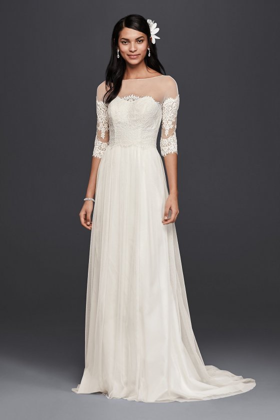 Wedding Dress with Lace Sleeves WG3817 [WG3817]