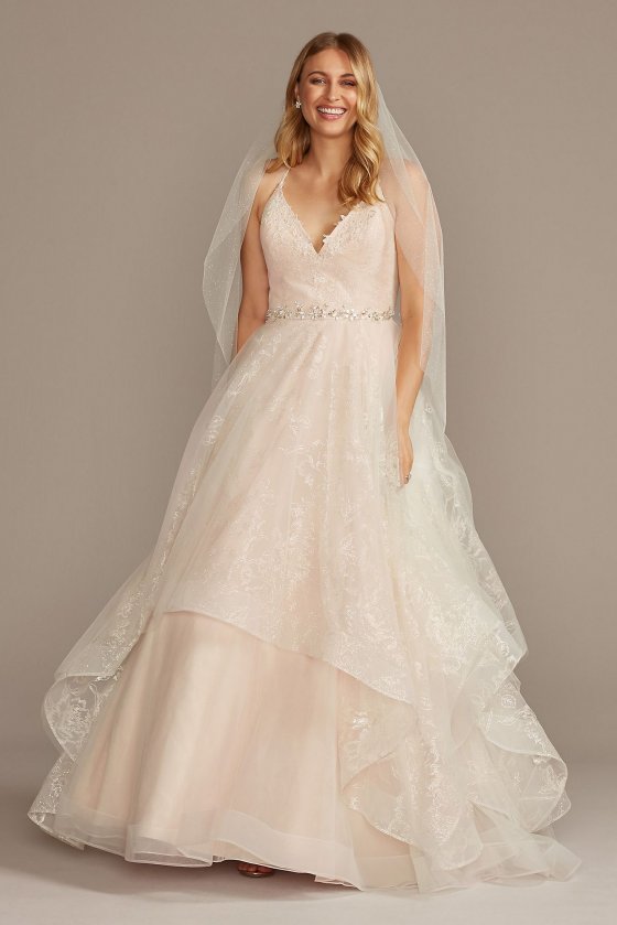 Sparkling Floral and Tulle Layered Wedding Dress WG3975 [WWG3975]