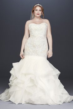 Strapless Sweetheart Neckline Long Trumpet Plus Size Lace Wedding Dress 8CWG769