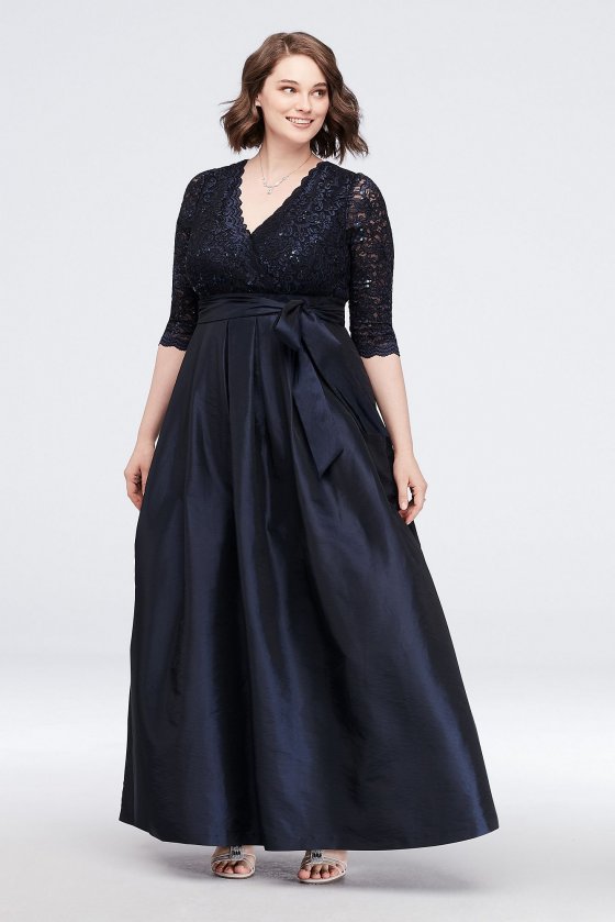 Lace Surplice Bodice Taffeta Plus Size Ball Gown JHDW5750 [JHDW5750]