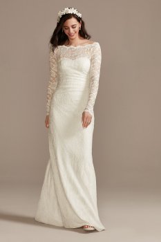 Stretch Lace Long Sleeve Sheath Wedding Dress DB Studio SDWG0976