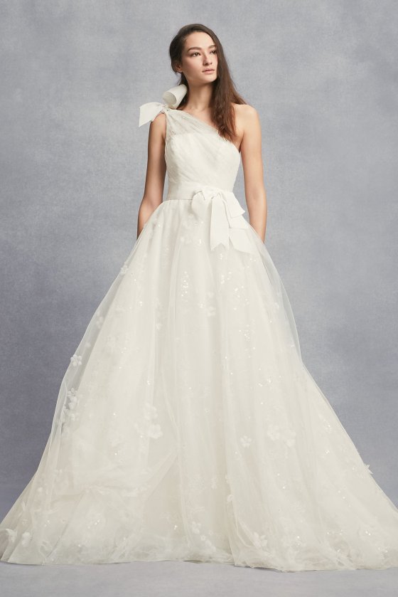Layered Tulle One-Shoulder A-Line Wedding Dress VW351432 [VW351432]