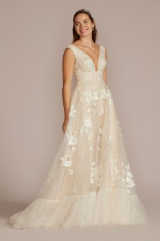 Organza A-Line Wedding Gown with Shirred Hem Melissa Sweet MS251257