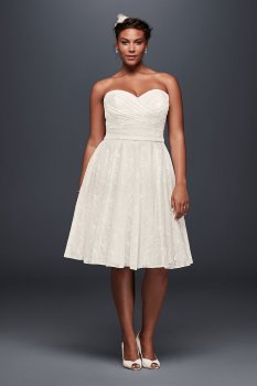 Strapless Lace Plus Size Short Wedding Dress 9WG3826