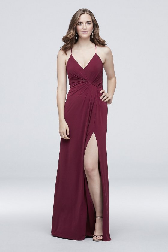 Drapey Jersey V-Neck Sheath with Gathered Waist DS270005 [DS270005]