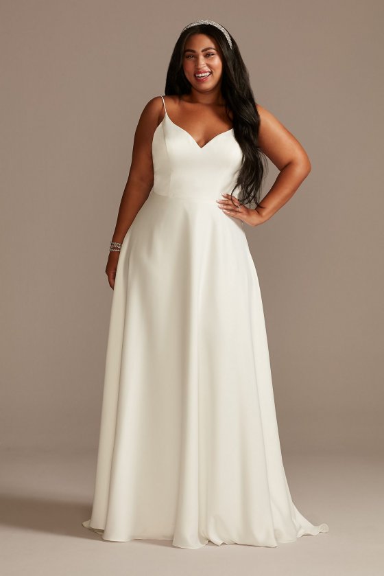 V-Neck Plus Size Wedding Dress with Beaded Back DB Studio 9WG4004DB