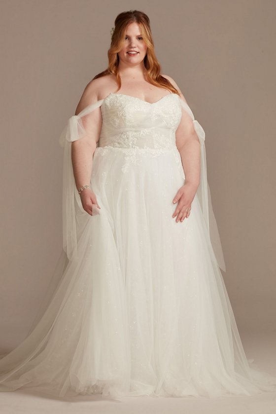 Convertible Straps Draped Plus Size Wedding Dress Melissa Sweet 8LSMS251246 [8LSMS251246]