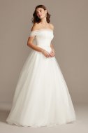Off the Shoulder Pleated Tulle Wedding Dress WG3976