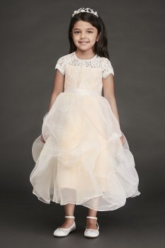 Lace and Organza Pick-Up Flower Girl Dress RK1380