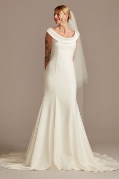 Crepe Off-the-Shoulder Tall Mermaid Dress David's Bridal 4XLWG4013