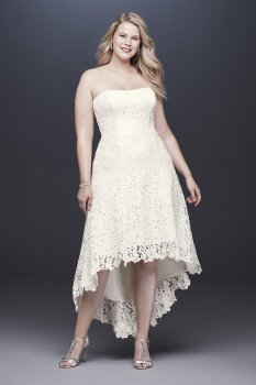 Tea-Length High-Low Lace Plus Size Wedding Dress 4XL9WG3925