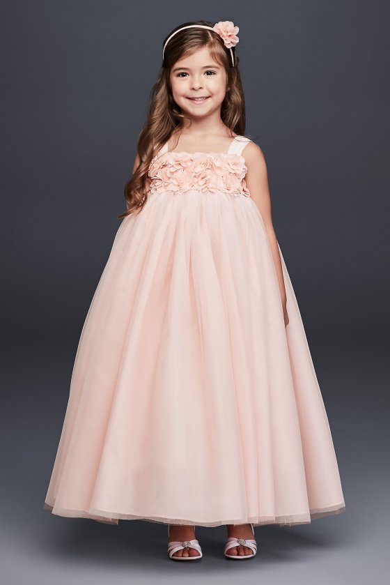 Tulle Flower Girl Dress with 3D Floral Bodice OP241 [OP241]