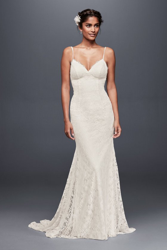 Soft Lace Wedding Dress with Low Back WG3827 [WG3827]