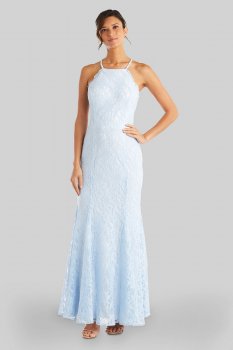 High Neck Lace Mermaid Dress with Back Cutout 12803