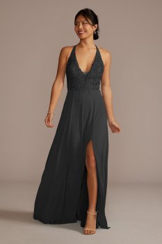 Halter Lace and Georgette Bridesmaid Dress Galina Signature GS290070