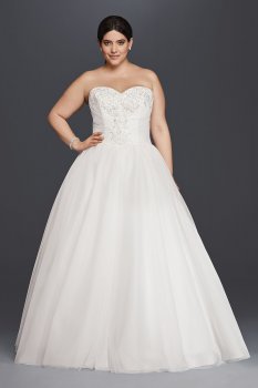 Plus Size Strapless Tulle Ball Gown Wedding Dress Collection 9NTWG3804