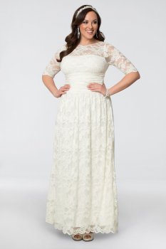 Plus Size Lace Illusion Wedding Gown 14130904DB