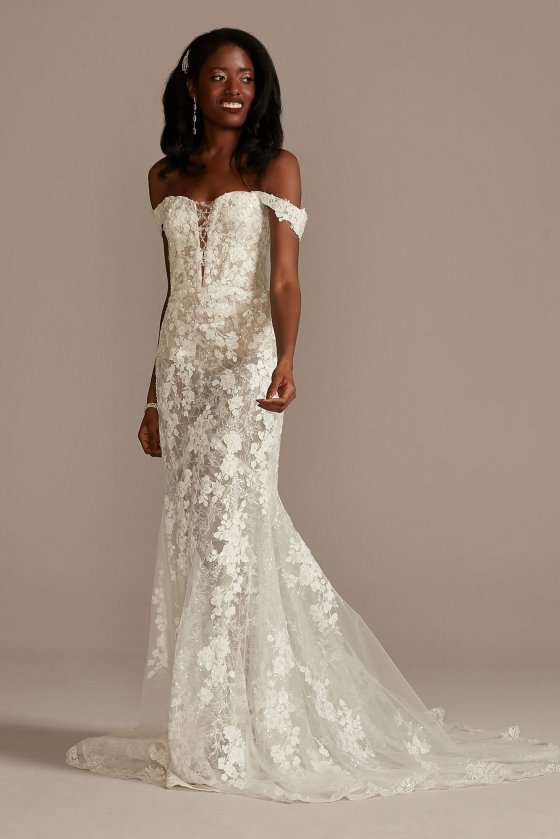 Embellished Illusion Lace Bodysuit Wedding Dress Galina Signature MBSWG899