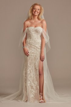 Detachable Sleeves and Train Tall Wedding Dress Galina Signature 4XLLSSWG881