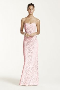 Long Strapless Lace Dress with Sweetheart Neckline W10329
