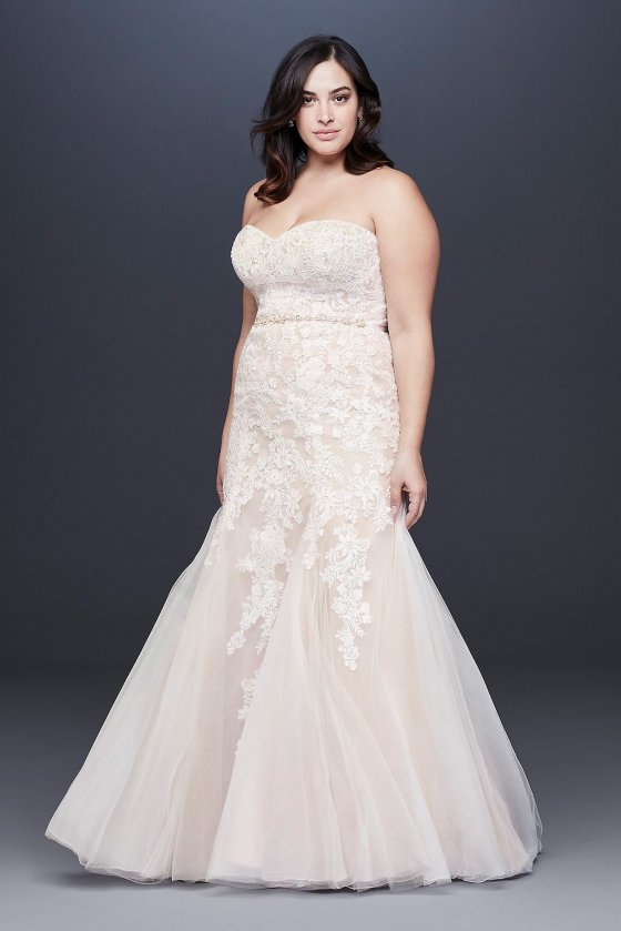 Beaded Floral Lace Mermaid Plus Size Wedding Dress 9WG3964 [9WG3964]