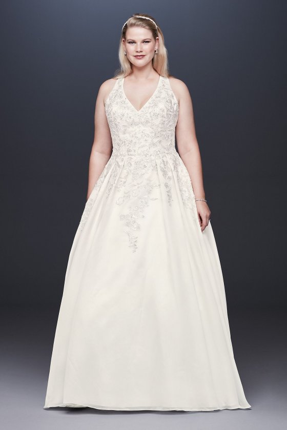 Illusion Back Organza Plus Size Wedding Dress 9WG3936 [9WG3936]