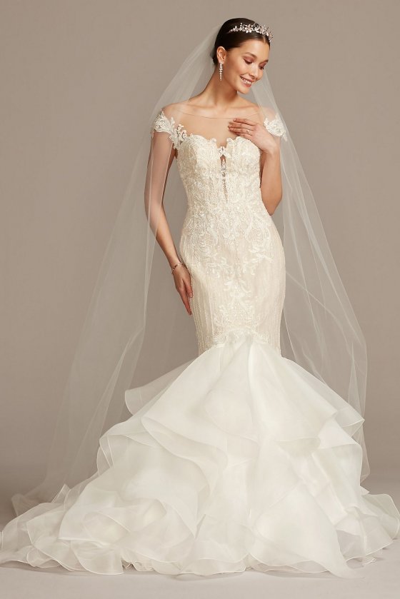 Linear Beaded Applique Mermaid Wedding Dress CWG849