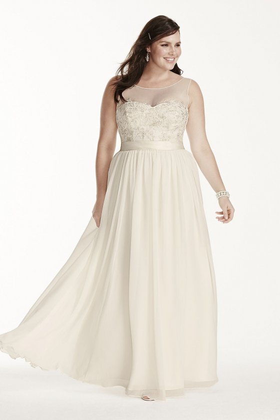 Illusion Tank Plus Size Wedding Dress with Lace 9MK3747