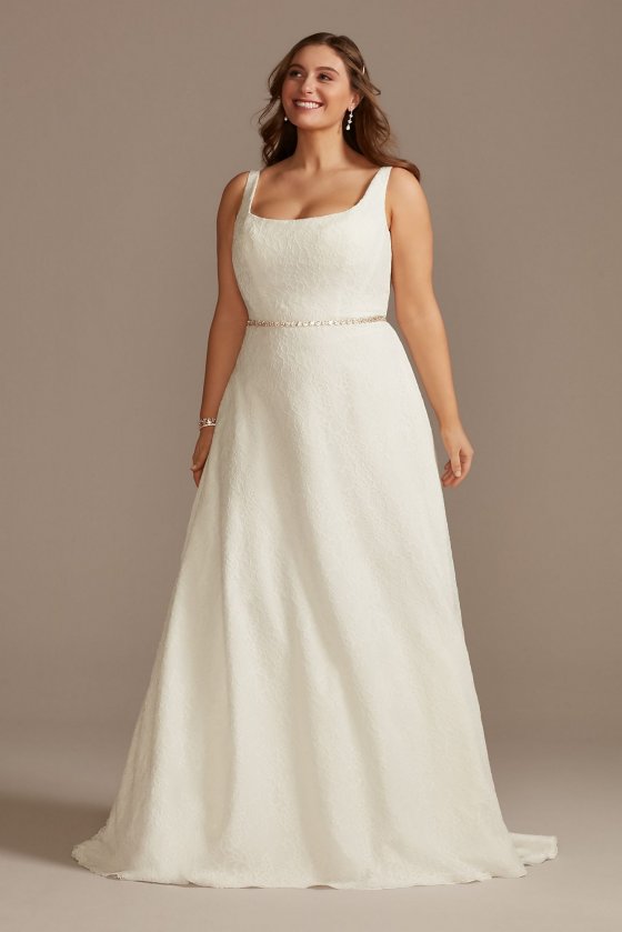 Lace A-Line Square Neck Tall Plus Wedding Dress DB Studio 4XL9WG4046